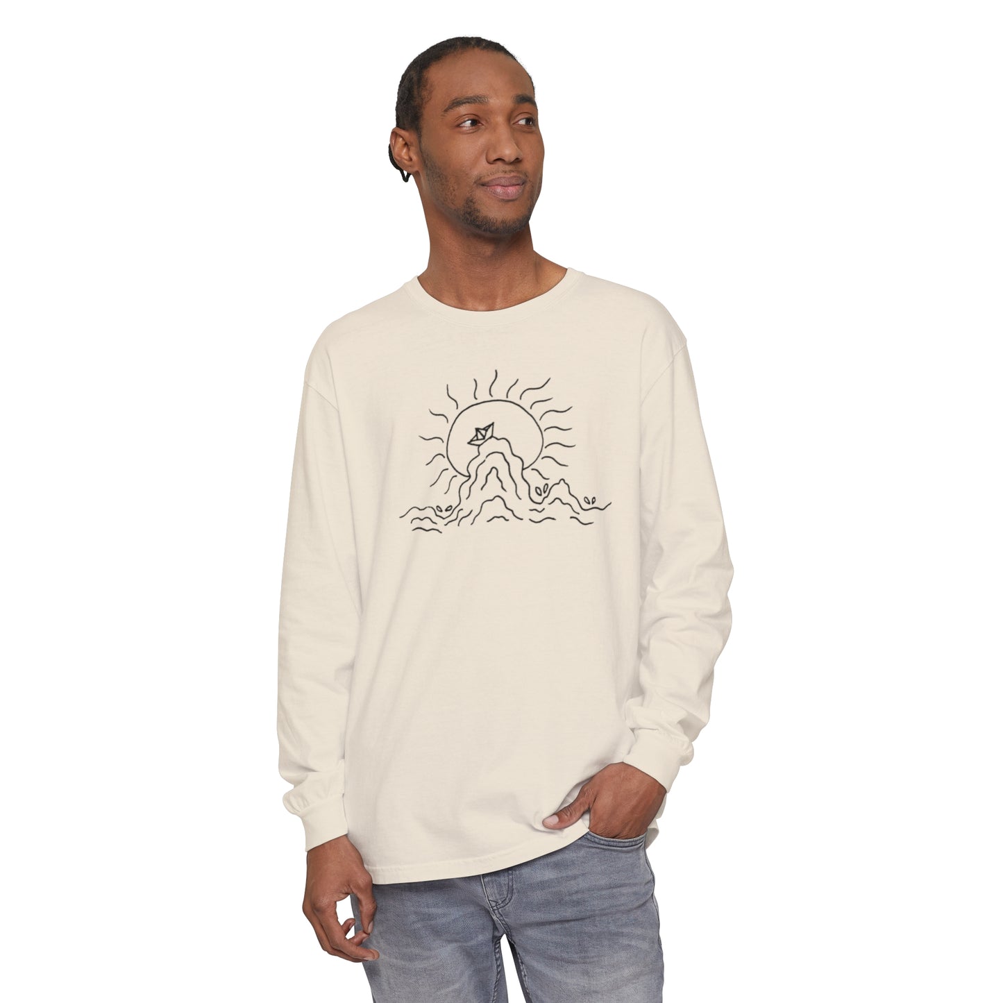 Into the Golden Hour by Maleeh Molstad unisex garment-dyed long-sleeve t-shirt ~ Peace