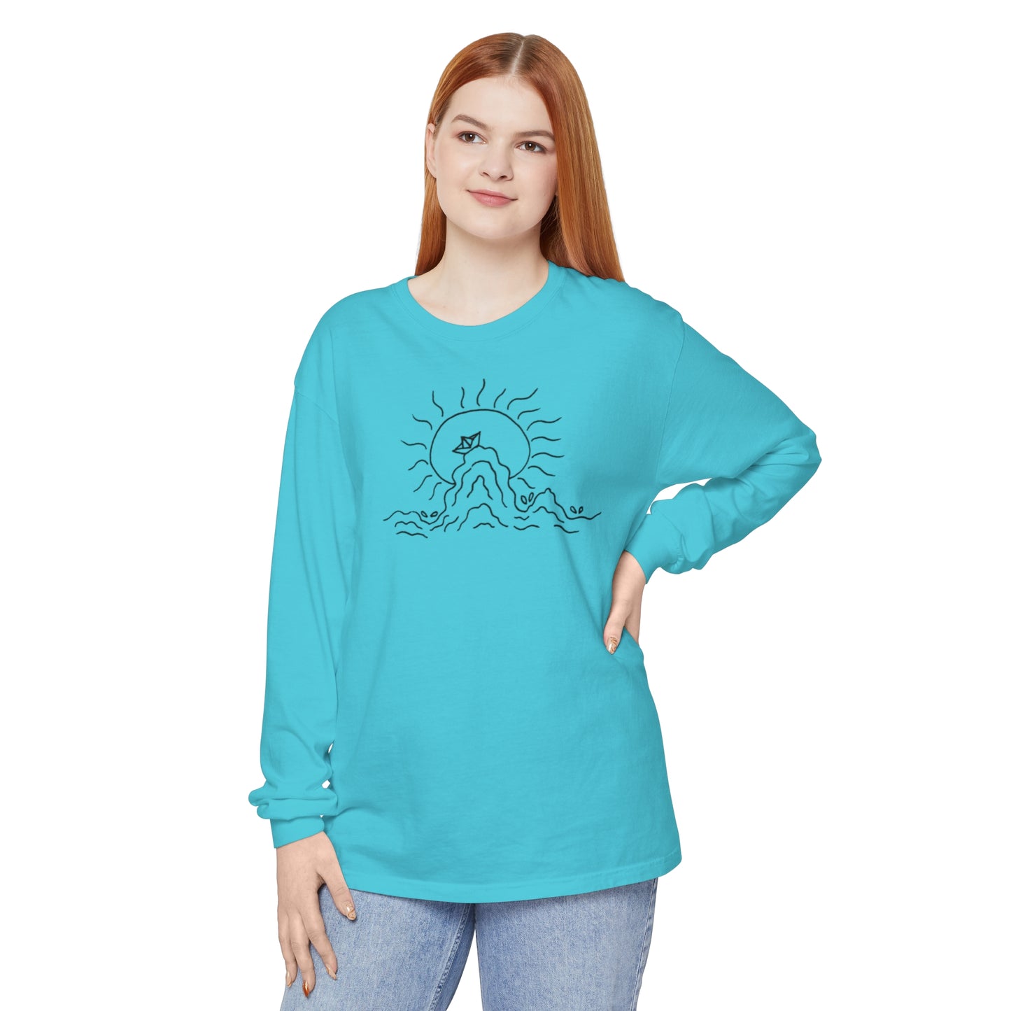 Into the Golden Hour by Maleeh Molstad unisex garment-dyed long-sleeve t-shirt ~ Peace