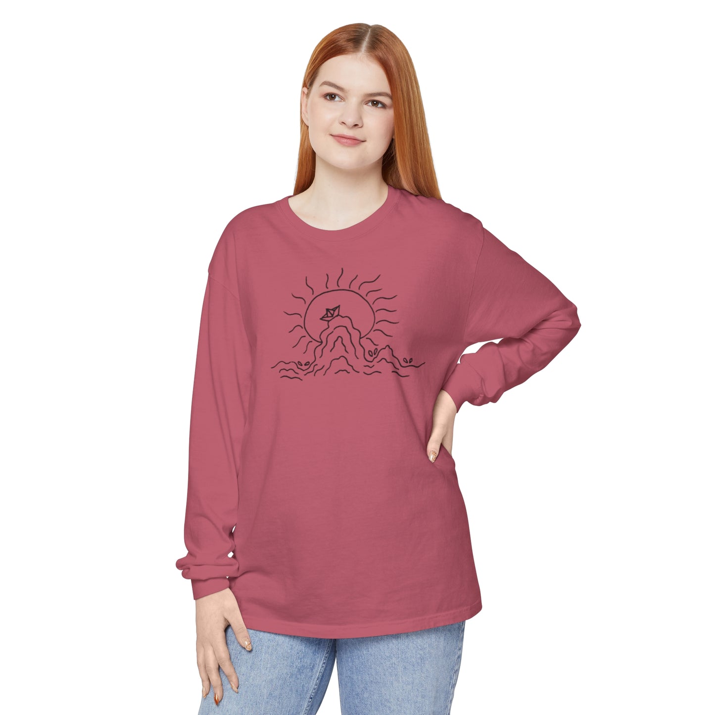 Into the Golden Hour by Maleeh Molstad unisex garment-dyed long-sleeve t-shirt ~ Peace