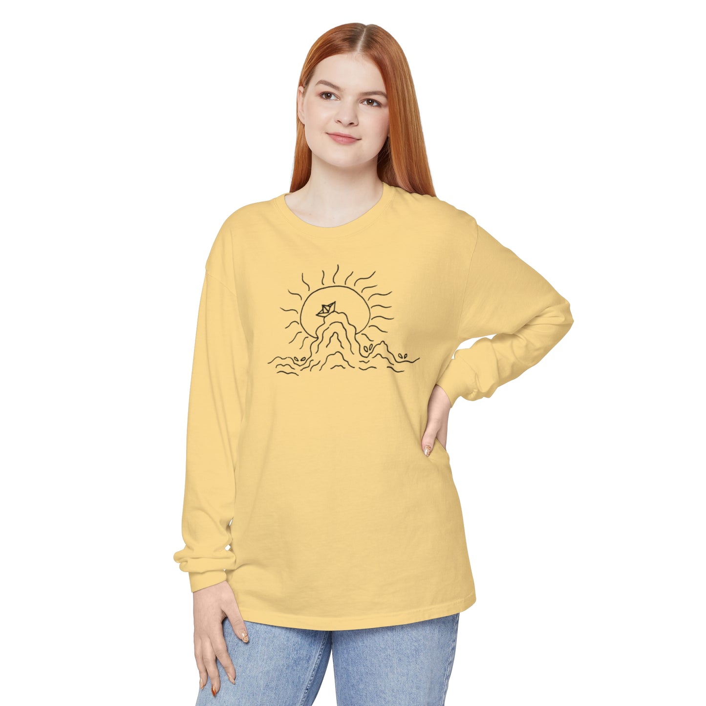Into the Golden Hour by Maleeh Molstad unisex garment-dyed long-sleeve t-shirt ~ Peace