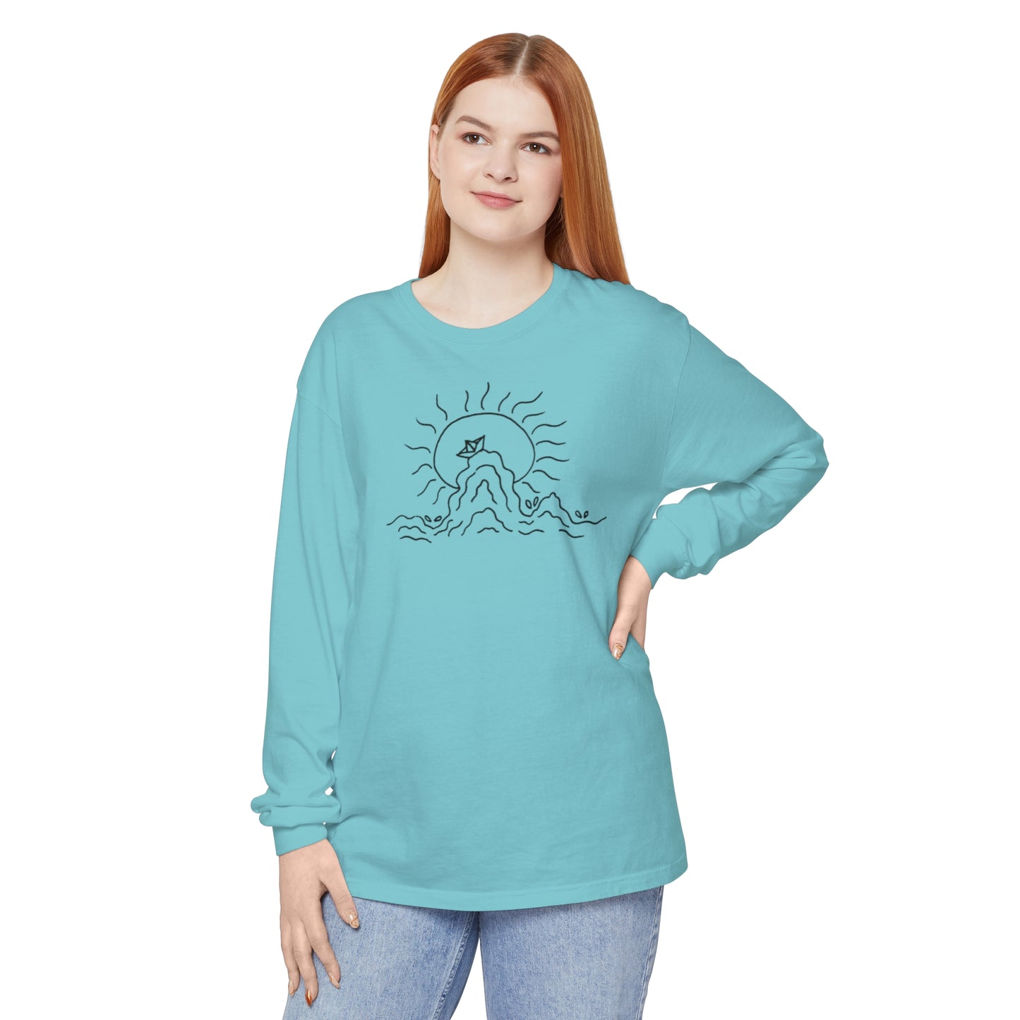 Into the Golden Hour by Maleeh Molstad unisex garment-dyed long-sleeve t-shirt ~ Peace
