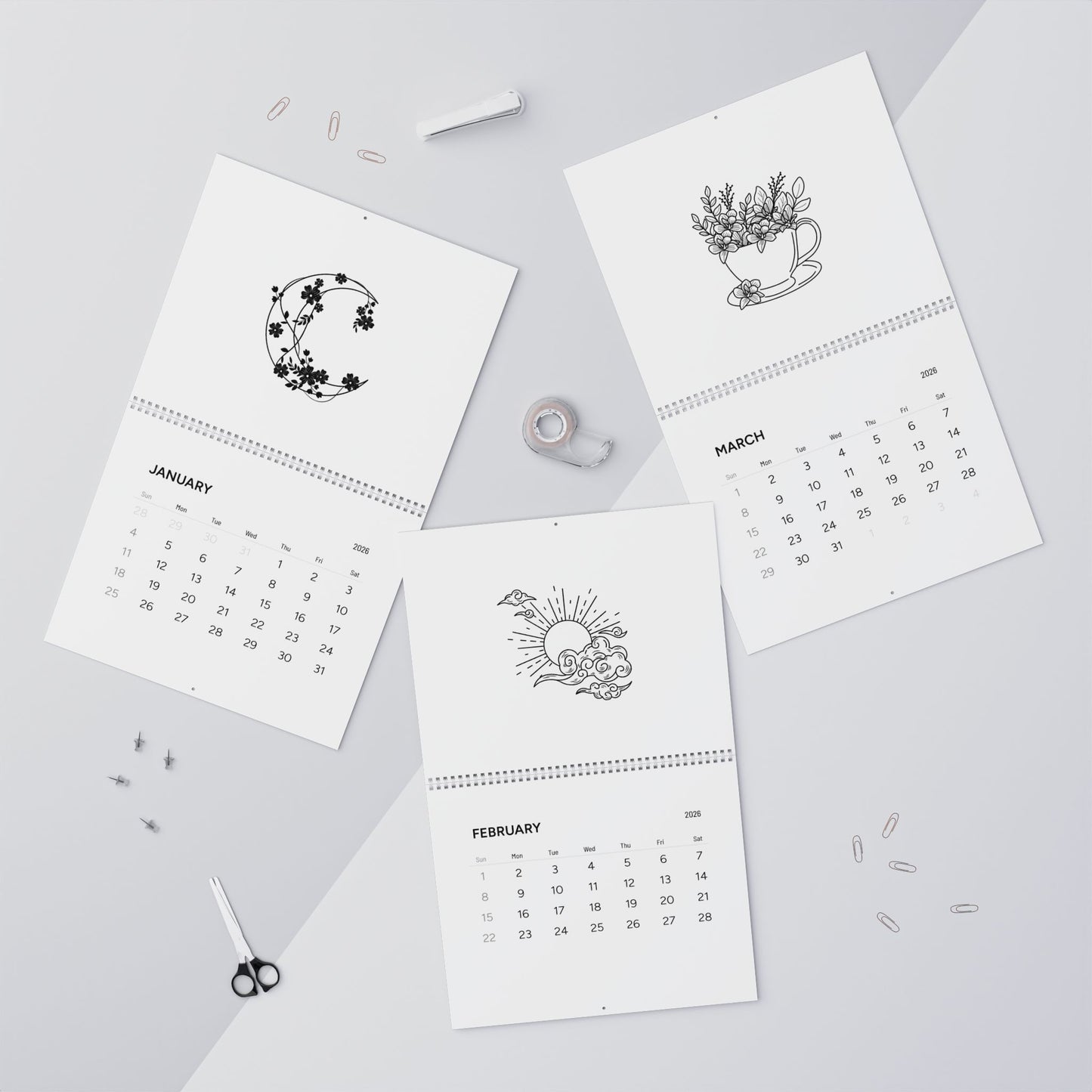 Poets Do It Better by Maleeh Molstad 2026 Wall Calendar ~Minimalist Decor, Floral Art, Eco-Friendly Gift, Home Organization, Monthly Planner