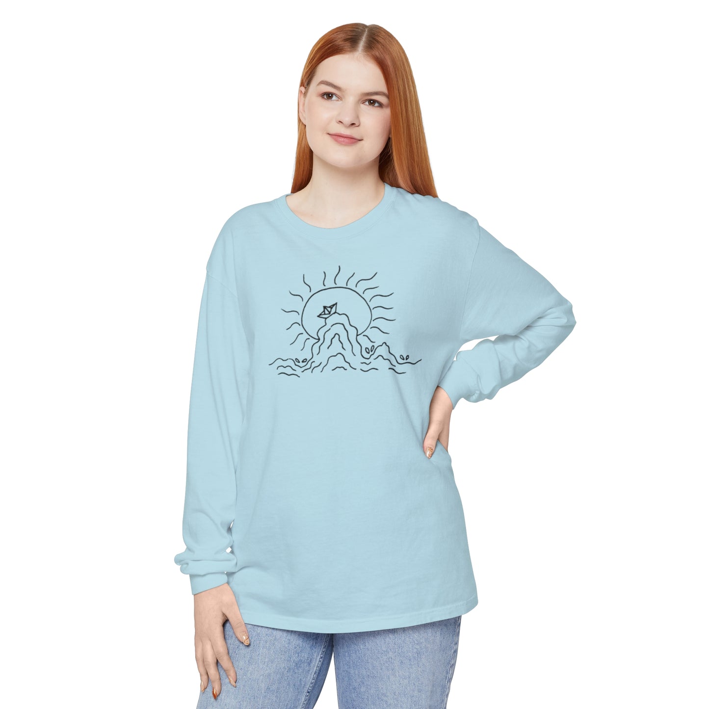Into the Golden Hour by Maleeh Molstad unisex garment-dyed long-sleeve t-shirt ~ Peace