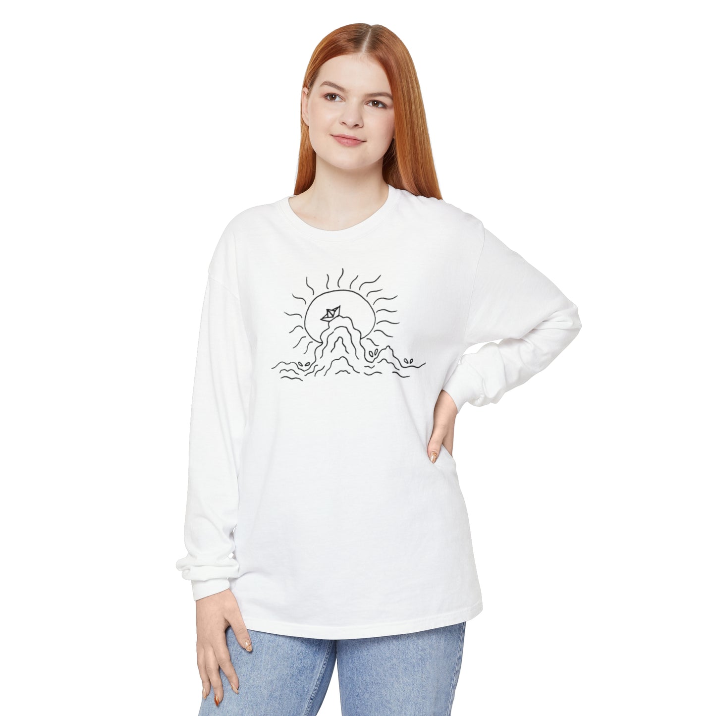 Into the Golden Hour by Maleeh Molstad unisex garment-dyed long-sleeve t-shirt ~ Peace