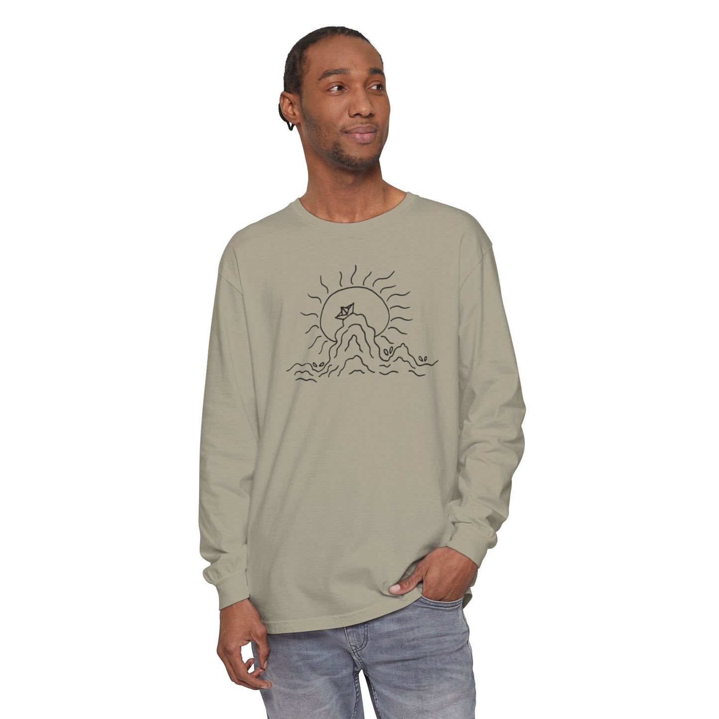 Into the Golden Hour by Maleeh Molstad unisex garment-dyed long-sleeve t-shirt ~ Peace