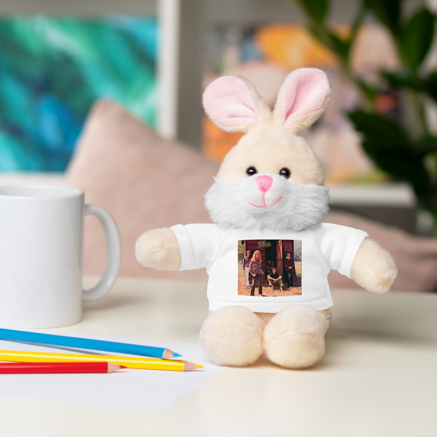 Small plush with A Group Called Smith T-shirt — Cute Keepsake Gift for Kids & Couples